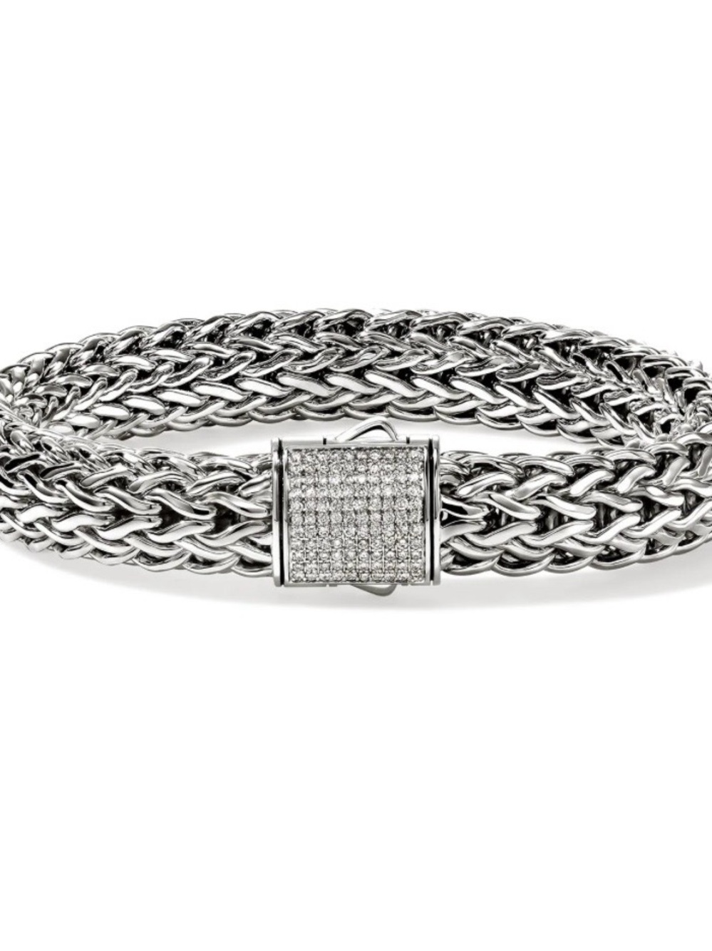 John Hardy Icon Bracelet, Sterling Silver, Diamonds, 10.5MM Size Small